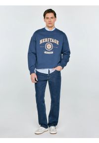 Big-Star - Bluza męska z nadrukiem niebieska Leonar 402. Okazja: na co dzień, do pracy. Kolor: niebieski. Materiał: dzianina, jeans, materiał. Wzór: nadruk. Styl: casual, klasyczny #3