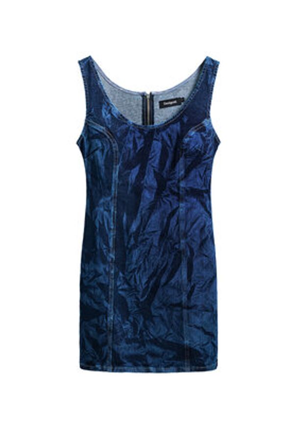 Desigual Sukienka jeansowa 25SWVD01 Granatowy Slim Fit. Kolor: niebieski. Materiał: bawełna