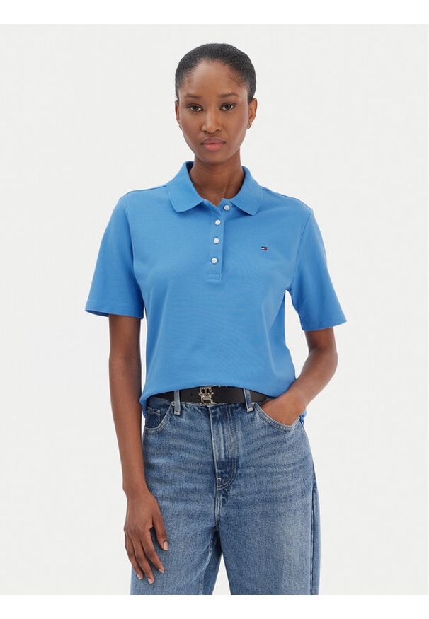 TOMMY HILFIGER - Tommy Hilfiger Polo 1985 WW0WW43224 Niebieski Regular Fit. Typ kołnierza: polo. Kolor: niebieski. Materiał: bawełna