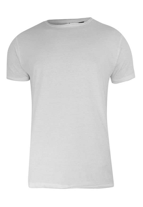 Brave Soul - T-Shirt (Koszulka) Biały Bez Nadruku, Okrągły Dekolt, Postrzępione Brzegi -BRAVE SOUL- Męski. Okazja: na co dzień. Kolor: biały. Materiał: bawełna. Styl: casual