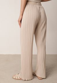 Born2be - Beżowe Szerokie Spodnie z Wysokim Stanem ze Zwiewnej Tkaniny z Plisami Galiris. Okazja: do pracy, na co dzień, na spotkanie biznesowe. Stan: podwyższony. Kolor: beżowy. Materiał: tkanina. Długość: długie. Styl: elegancki, biznesowy, casual #6