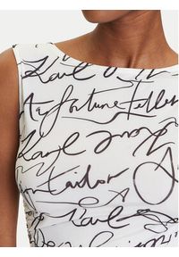 Karl Lagerfeld - KARL LAGERFELD Body A3W17010 Écru Slim Fit. Typ kołnierza: dekolt w karo. Materiał: syntetyk #5