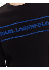 Karl Lagerfeld - KARL LAGERFELD Bluza Rhinestone Logo 226W1805 Czarny Regular Fit. Typ kołnierza: dekolt w karo. Kolor: czarny. Materiał: bawełna #3