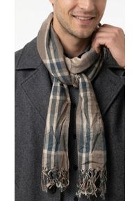 Lekki Szalik Wiosenno-Jesienny - Teer - Stonowana Kolorystyka w Kratę. Okazja: na spacer. Materiał: wiskoza. Wzór: prążki, paski. Sezon: wiosna, jesień. Styl: elegancki #5