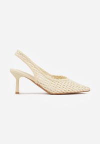 Born2be - Żółte Ażurowe Czółenka z Plecionki na Szpilce z Odkrytą Piętą Akisishia. Okazja: na co dzień. Kolor: żółty. Materiał: len. Wzór: ażurowy. Obcas: na szpilce. Styl: boho, casual, elegancki #8