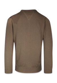 Quickside - Sweter, Beżowy Okrągły Dekolt, U-neck, Męski, Elegancki -QUICKSIDE. Okazja: na co dzień, na spotkanie biznesowe, do pracy. Kolor: brązowy, beżowy, wielokolorowy. Materiał: bawełna. Sezon: lato. Styl: elegancki