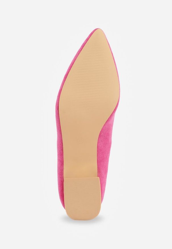 Renee - Fuksjowe Czółenka na Słupku Vices z Wkładką ze Skóry Naturalnej Anniriel. Okazja: na spotkanie biznesowe, do pracy. Kolor: różowy. Materiał: skóra. Obcas: na słupku. Styl: biznesowy, klasyczny, wizytowy. Wysokość obcasa: średni