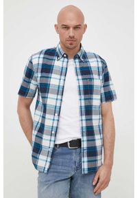 TOMMY HILFIGER - Tommy Hilfiger koszula bawełniana męska kolor granatowy regular z kołnierzykiem button-down. Typ kołnierza: button down. Kolor: niebieski. Materiał: bawełna. Długość rękawa: krótki rękaw. Długość: krótkie #3