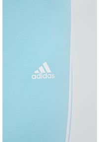 Adidas - adidas szorty HK9669 damskie z aplikacją medium waist. Kolor: niebieski. Materiał: bawełna. Wzór: aplikacja #4