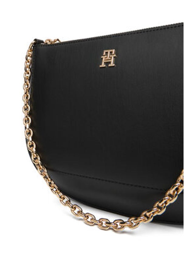 TOMMY HILFIGER - Tommy Hilfiger Torebka Th Glam Conv Med Crossover AW0AW18143 Czarny. Kolor: czarny. Materiał: skórzane