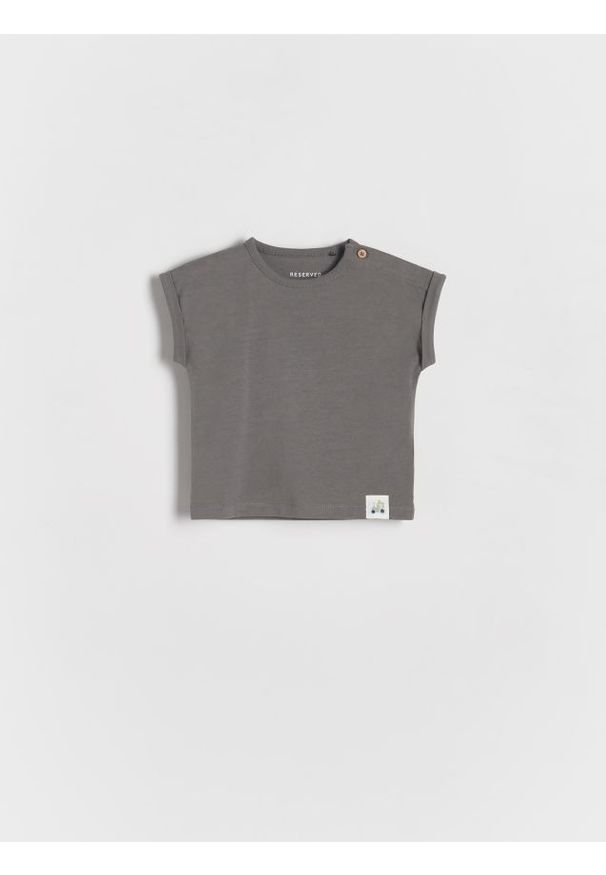 Reserved - T-shirt oversize - ciemnoszary. Kolor: szary. Materiał: bawełna, dzianina