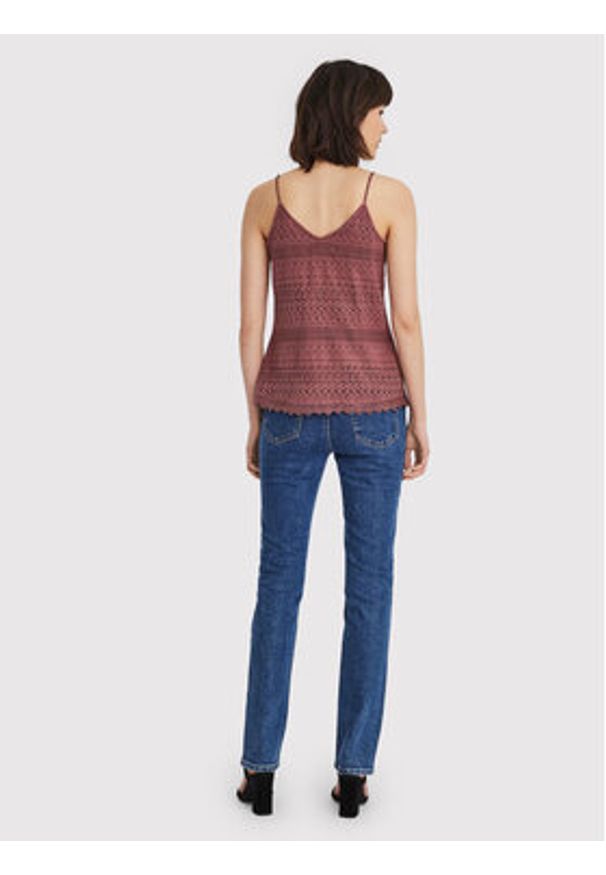 Vero Moda Top Honey 10190150 Bordowy Regular Fit. Kolor: czerwony. Materiał: bawełna