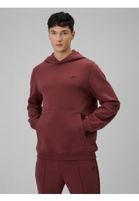 4f - 4F Bluza dresowa regular z kapturem męska - burgundowa XL. Okazja: na co dzień. Typ kołnierza: kaptur. Kolor: czerwony. Materiał: dresówka. Styl: klasyczny, casual, sportowy #1
