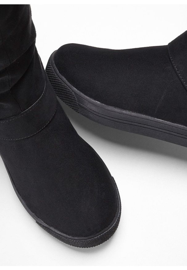 bonprix - Kozaki zimowe. Zapięcie: klamry, sprzączka. Kolor: czarny. Materiał: skóra. Sezon: zima