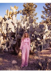 Reserved - Lniane spodnie - różowy. Kolor: różowy. Materiał: len #1