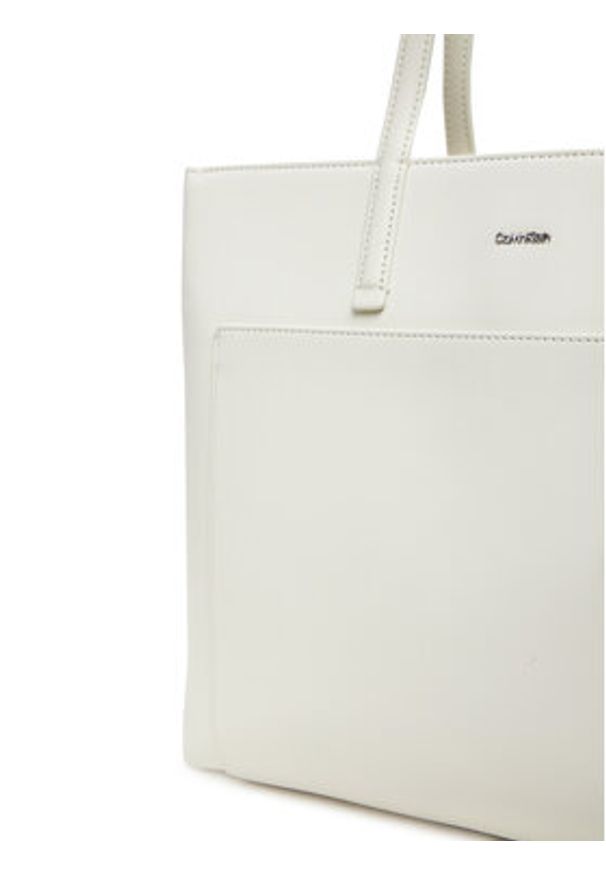 Calvin Klein Torebka Ck Must Medium Shopper W/Pocket K60K613019 Écru. Materiał: skórzane