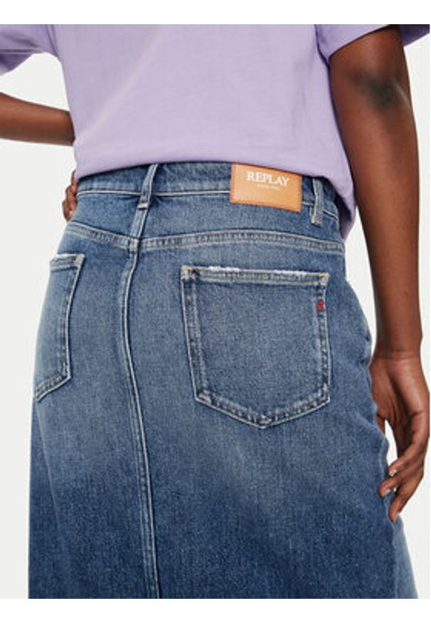 Replay Spódnica jeansowa W9922 .000.737 789 Niebieski Regular Fit. Kolor: niebieski. Materiał: bawełna