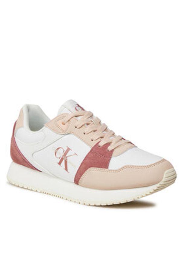 Calvin Klein Jeans Sneakersy Runner Low Lace Mix Ml Btw YW0YW01436 Biały. Kolor: biały. Materiał: materiał