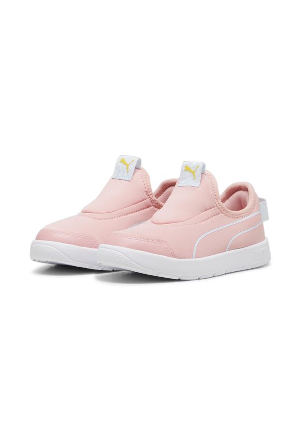 Puma - Buty do chodzenia dla dzieci Courtflex v3 Slip On PUMA Peach Smoothie. Zapięcie: bez zapięcia. Kolor: różowy, niebieski, wielokolorowy. Sport: turystyka piesza