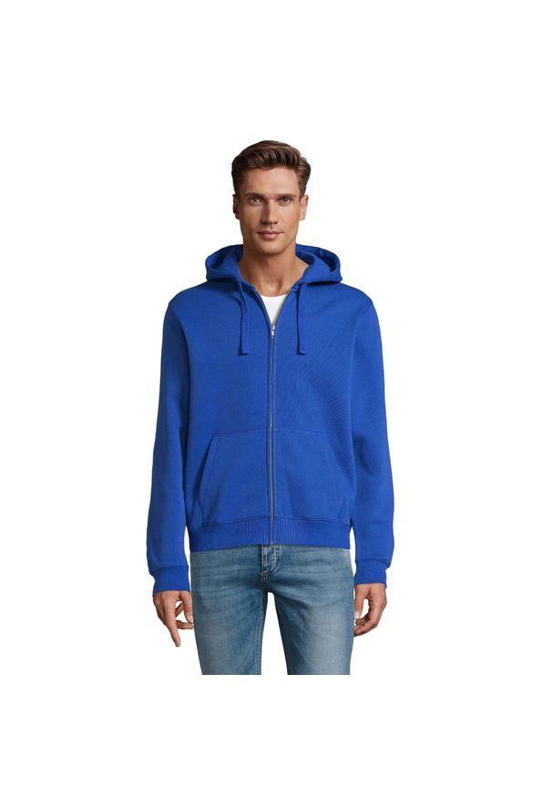 SOL'S - Męska Bluza Z Kapturem Spike Full Zip. Typ kołnierza: kaptur. Kolor: niebieski