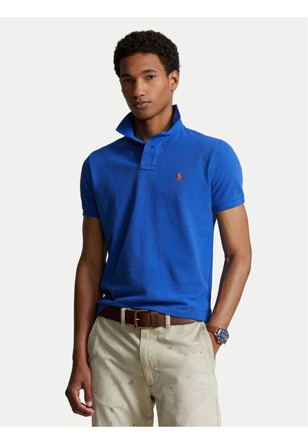 Polo Ralph Lauren Polo 710782592011 Niebieski Custom Slim Fit. Typ kołnierza: polo. Kolor: niebieski. Materiał: bawełna