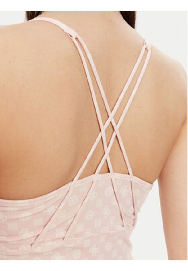 Guess Top V5YP11 MC03W Różowy Slim Fit. Kolor: różowy. Materiał: syntetyk