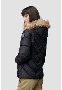 Blauer USA - BLAUER Czarna kurtka damska Alicia Short Jackets, Rozmiar M. Typ kołnierza: kaptur. Kolor: czarny. Materiał: poliamid, futro. Styl: elegancki