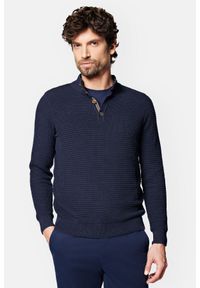 Lancerto - Sweter Granatowy Rozpinany z Bawełną Jonathan. Kolor: niebieski. Materiał: elastan, bawełna