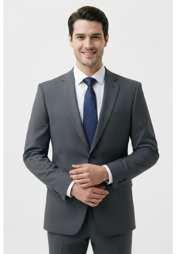 Krawat Męski - Angelo di Monti - Ciemnoniebieski, Faktura Paisley. Kolor: niebieski. Materiał: tkanina. Wzór: paisley. Styl: elegancki, wizytowy