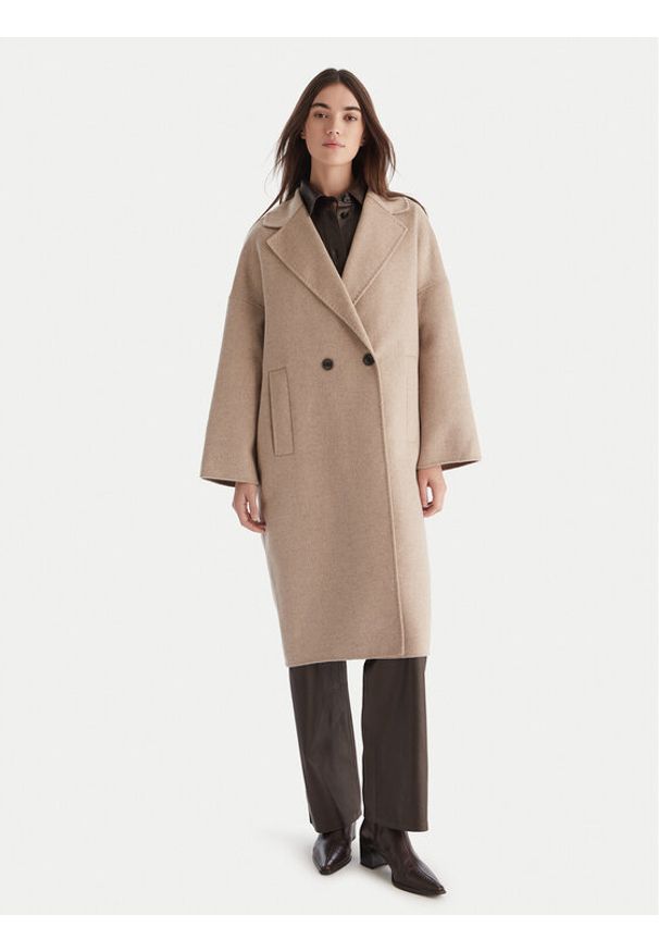 ViCOLO Płaszcz wełniany TF0003 Beżowy Regular Fit. Kolor: beżowy. Materiał: syntetyk