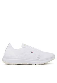 TOMMY HILFIGER - Tommy Hilfiger Sneakersy Th Knit Runner FW0FW08813 Biały. Kolor: biały. Materiał: materiał