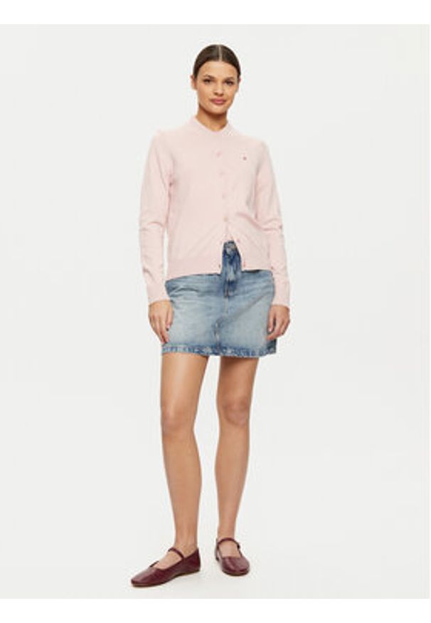 TOMMY HILFIGER - Tommy Hilfiger Kardigan WW0WW42370 Różowy Regular Fit. Kolor: różowy. Materiał: syntetyk, bawełna