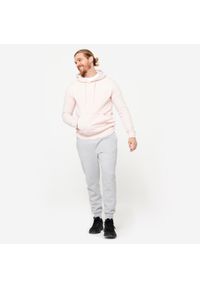 DOMYOS - Bluza z kapturem męska Domyos Gym & Pilates. Typ kołnierza: kaptur. Kolor: różowy. Materiał: materiał, prążkowany, poliester, bawełna, elastan, tkanina. Wzór: ze splotem. Sport: joga i pilates