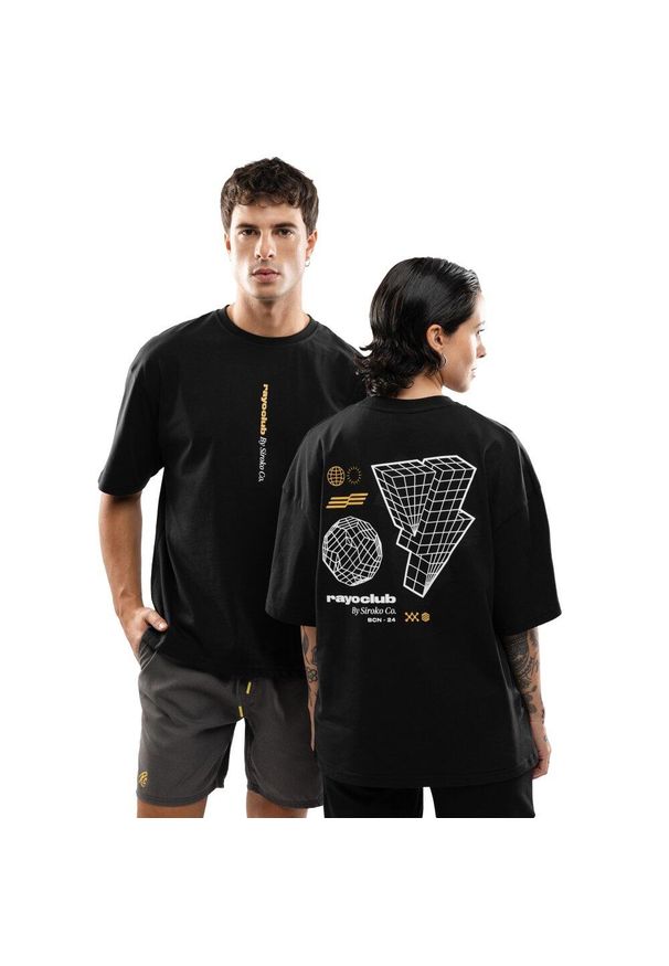 SIROKO - Męska koszulka bawełniana oversize Rayo Club Lifestyle Siroko RC Tactic Graphi. Kolor: czarny. Materiał: bawełna. Długość rękawa: krótki rękaw. Długość: krótkie