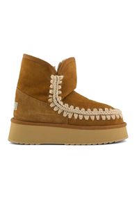 Mou - MOU Platform boot suede Śniegowce damskie. Okazja: na co dzień. Kolor: brązowy. Materiał: materiał, guma, wełna, zamsz. Szerokość cholewki: normalna. Sezon: zima. Obcas: na platformie. Styl: elegancki, klasyczny, casual #1