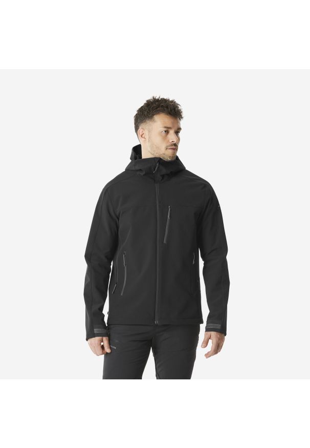 FORCLAZ - Kurtka softshell turystyczna męska Quechua MT500. Kolor: czarny. Materiał: softshell. Sport: turystyka piesza