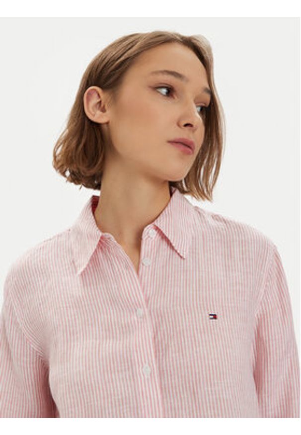 TOMMY HILFIGER - Tommy Hilfiger Koszula WW0WW42036 Różowy Regular Fit. Kolor: różowy. Materiał: len