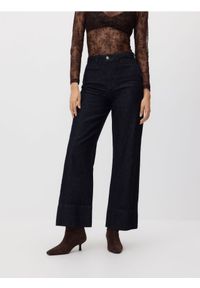 Reserved - Jeansy wide leg z wysokim stanem - szary. Stan: podwyższony. Kolor: szary. Materiał: jeans