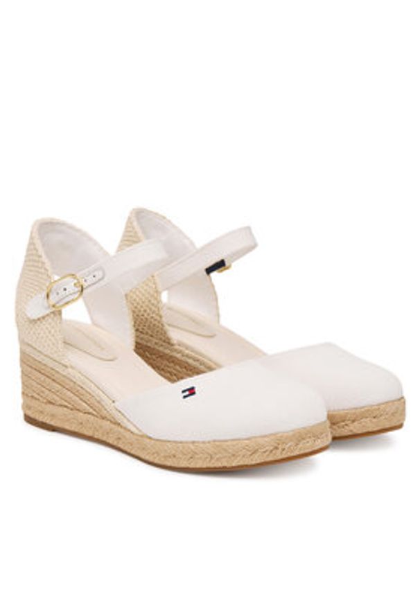 TOMMY HILFIGER - Tommy Hilfiger Espadryle Mid Wedge Espad Closed Toe FW0FW09233 Écru. Kolor: kremowy. Materiał: materiał