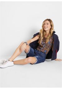 bonprix - T-shirt bawełniany z nadrukiem, krótki rękaw. Kolor: niebieski. Materiał: bawełna. Długość rękawa: krótki rękaw. Długość: krótkie. Wzór: nadruk #2