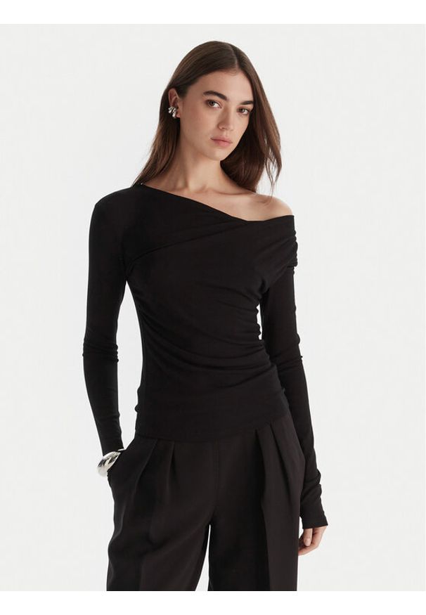 Patrizia Pepe Bluzka 2M4479/J337-K103 Czarny Regular Fit. Kolor: czarny. Materiał: wiskoza
