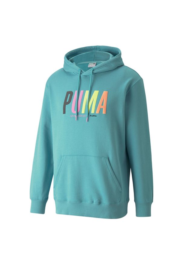 Bluza dresowa męska Puma SWXP GRAPHIC. Kolor: niebieski. Materiał: dresówka