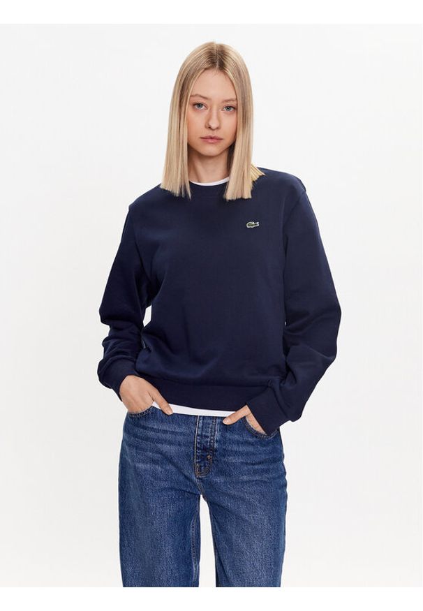 Lacoste Bluza SF9202 Granatowy Regular Fit. Kolor: niebieski. Materiał: bawełna