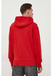 BOSS Orange - BOSS bluza bawełniana BOSS ORANGE męska kolor czerwony z kapturem z nadrukiem. Typ kołnierza: kaptur. Kolor: czerwony. Materiał: bawełna. Wzór: nadruk #5