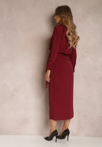 Renee - Bordowa Sukienka Kopertowa Tamo. Kolor: czerwony. Materiał: materiał. Typ sukienki: kopertowe. Długość: maxi #4