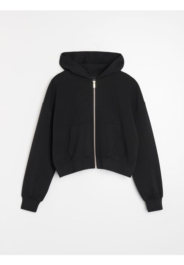 Sinsay - Rozpinana bluza z kapturem - czarny. Typ kołnierza: kaptur. Kolor: czarny