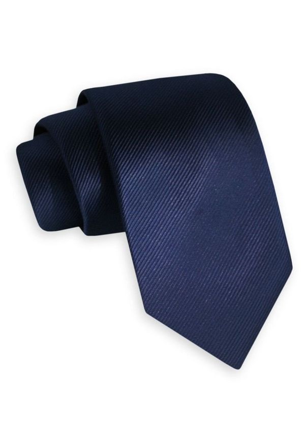 Ciemny Granatowy Elegancki Szeroki Krawat Angelo di Monti- 7 cm, Męski, Klasyczny, w Tłoczony Prążek. Kolor: niebieski. Wzór: prążki. Styl: klasyczny, elegancki
