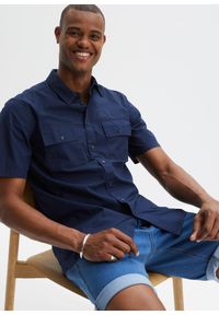 bonprix - Koszula z krótkim rękawem, z czystej bawełny. Kolor: niebieski. Materiał: bawełna. Długość rękawa: krótki rękaw. Długość: krótkie #1
