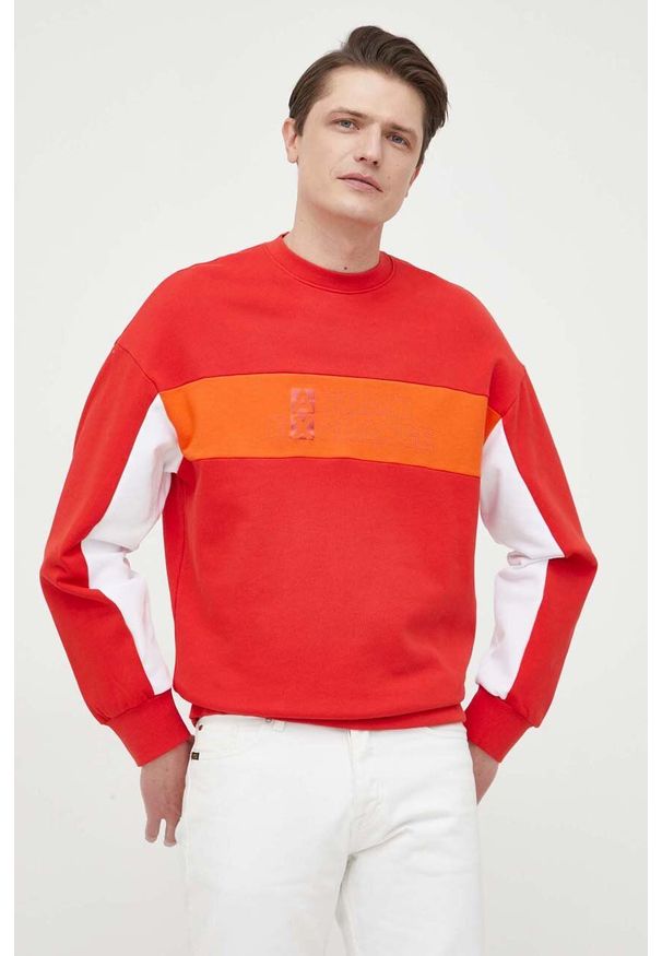 Armani Exchange bluza bawełniana męska kolor czerwony wzorzysta. Kolor: czerwony. Materiał: bawełna