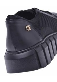 Baldinini - BALDININI - Czarne sneakersy z grubą podeszwą. Nosek buta: okrągły. Kolor: czarny. Materiał: materiał. Szerokość cholewki: normalna #5